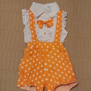 HE suspender shorts, tuxedo top bsize 90